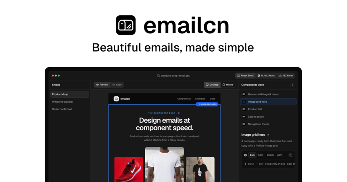 Emailcn: Shadcn-Style Components for Beautiful React Emails